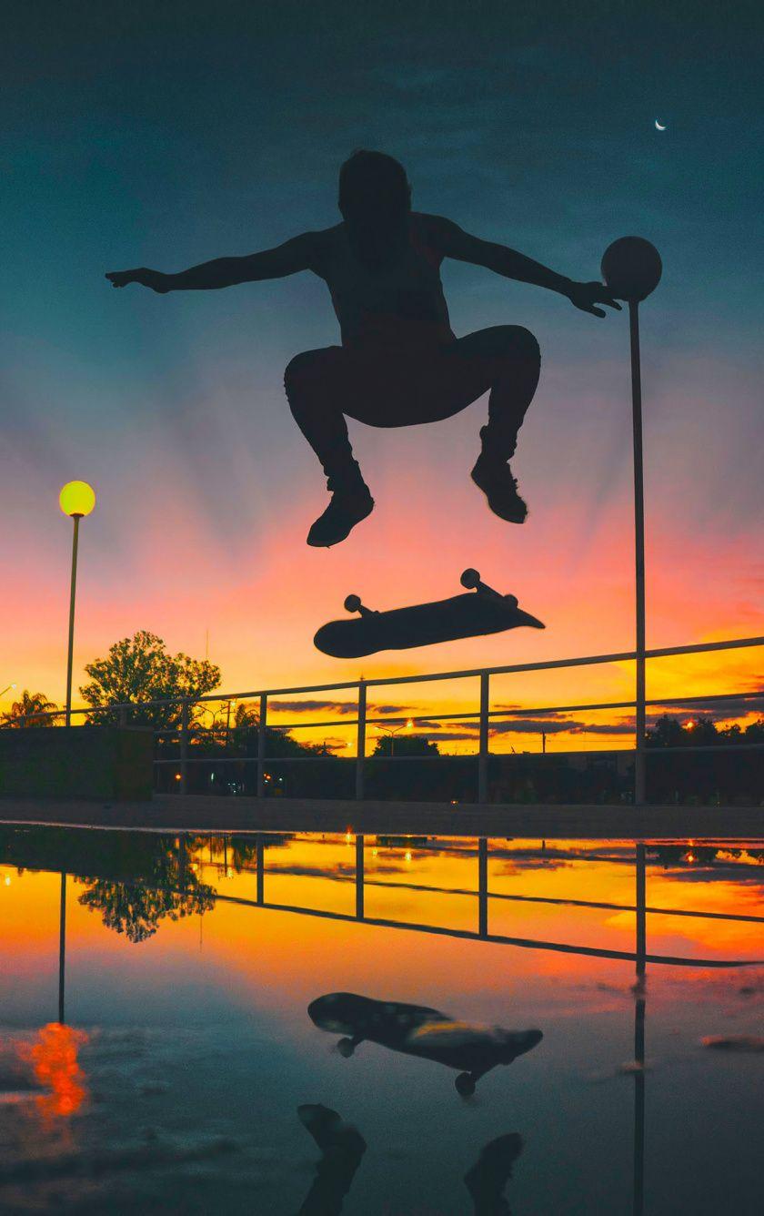 840x1336 Download 840x1336 wallpaper man, skateboarding, sports, sunset
