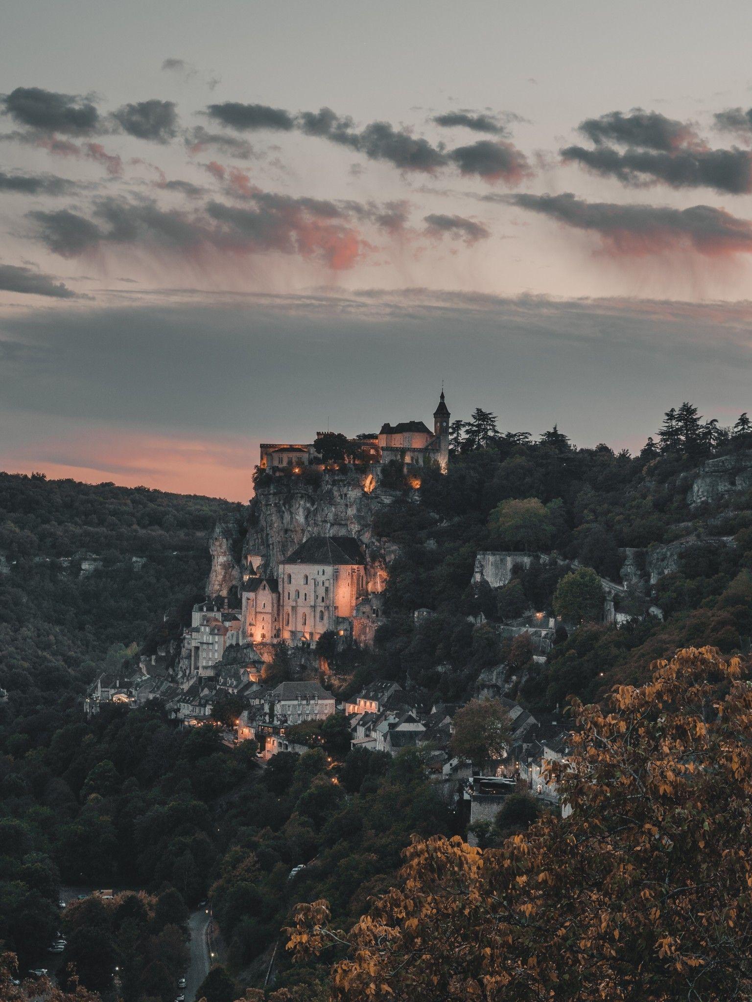 1536x2048 Download 1536x2048 France Rocamadour, Castle, Old, Evening