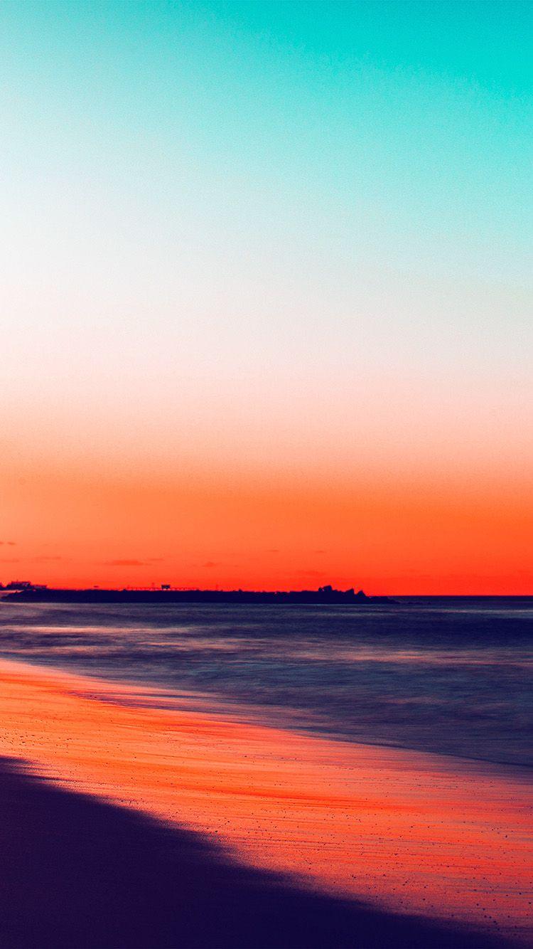 750x1334 Sunset Beach Fall Night Sea Nature Red Wallpaper