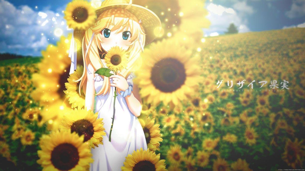 1244x700 Anime girls sunflowers Grisaia no Kajitsu Matsushima Michiru