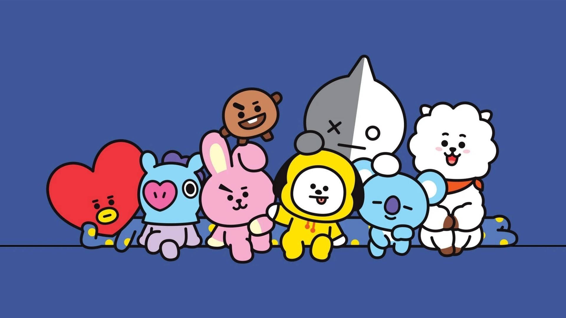 1920x1080 Bt21 Characters Sitting Playfully Wallpaper