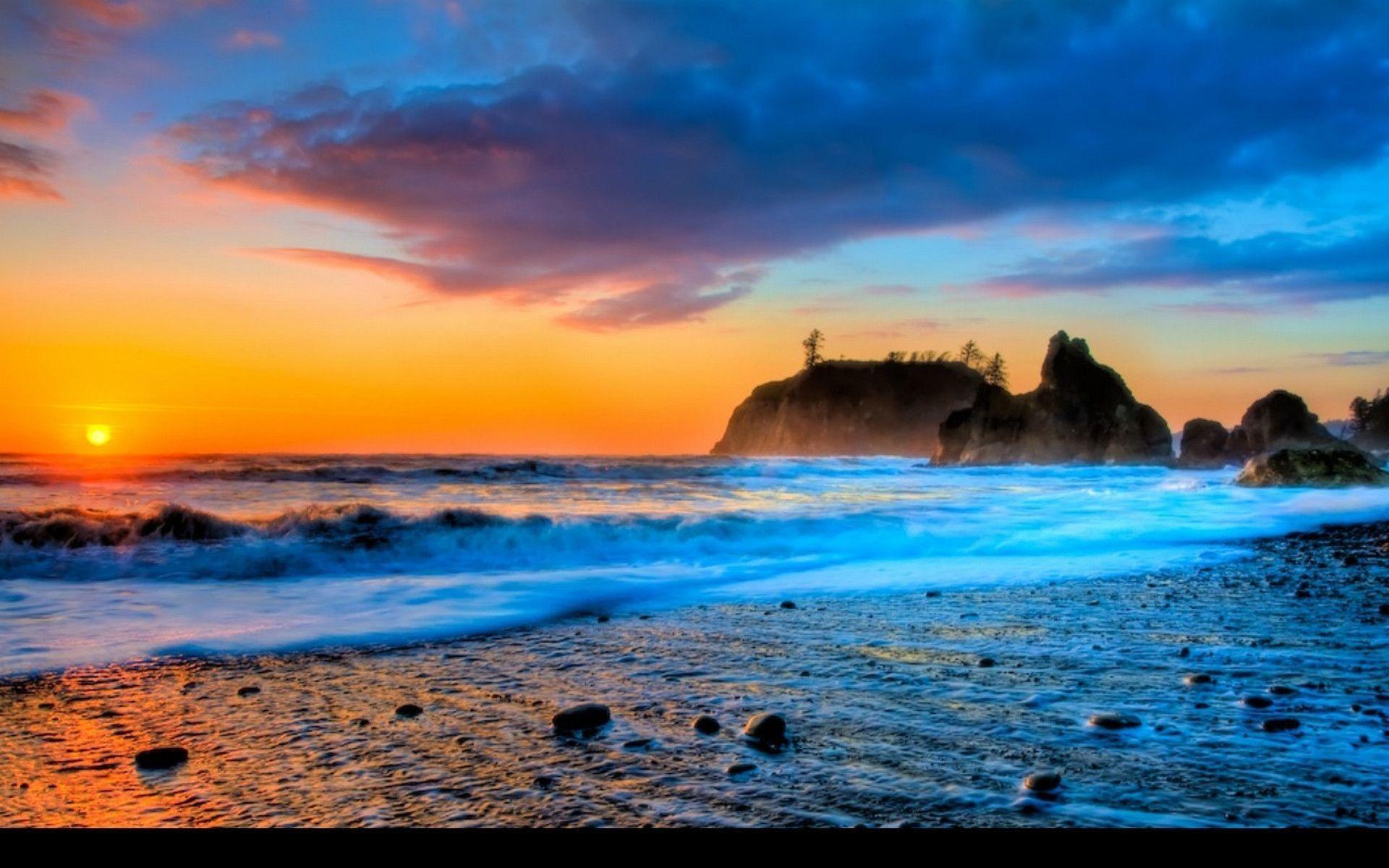 1920x1200 Sunset Beach Wallpaper
