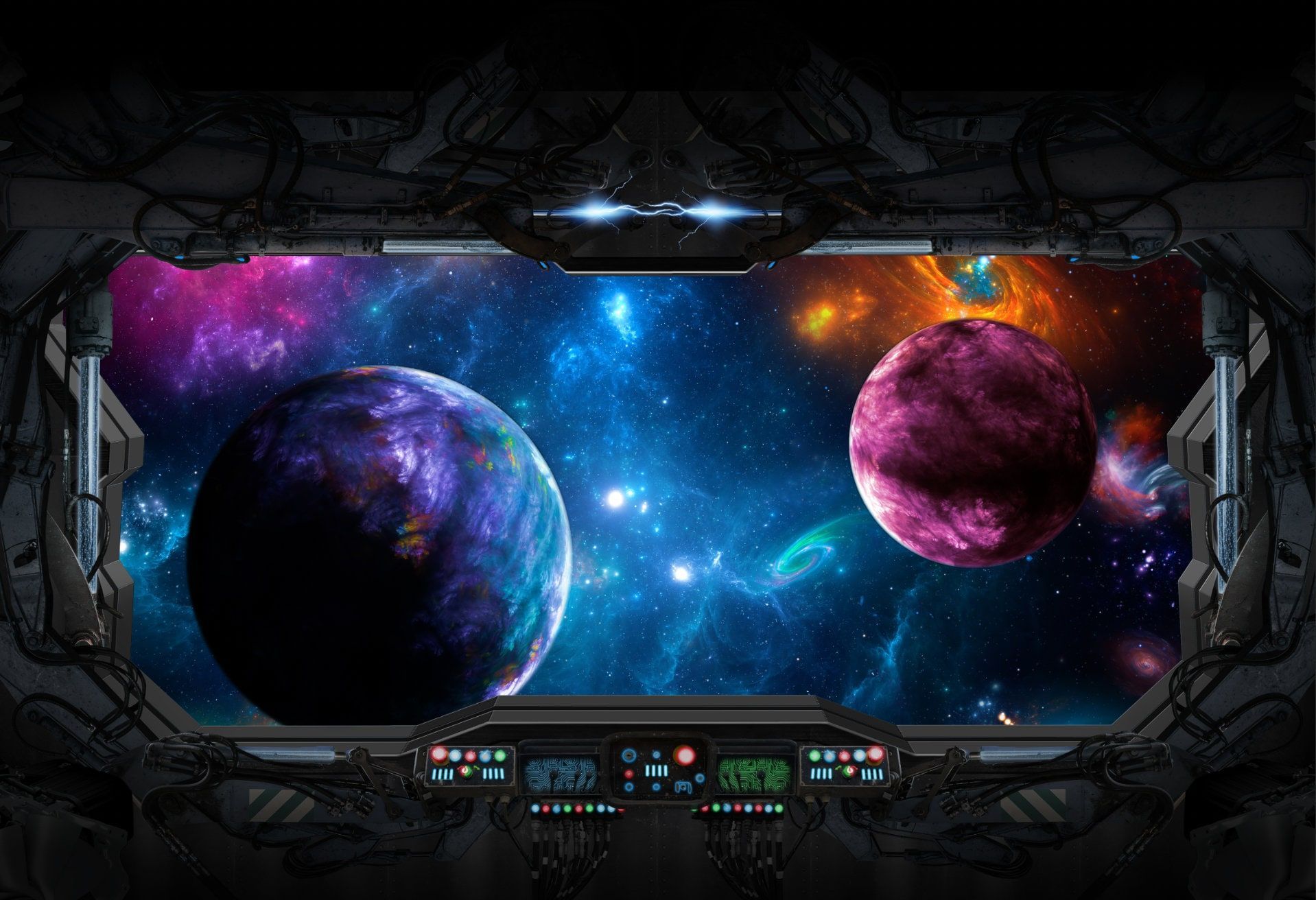 1918x1312 Outer Space Views From A Spaceship Cockpit Large Wallpaper Wall Decot Mural Bedroom Playroom Kids Adult Feature Wall Backdrop Scene Setter