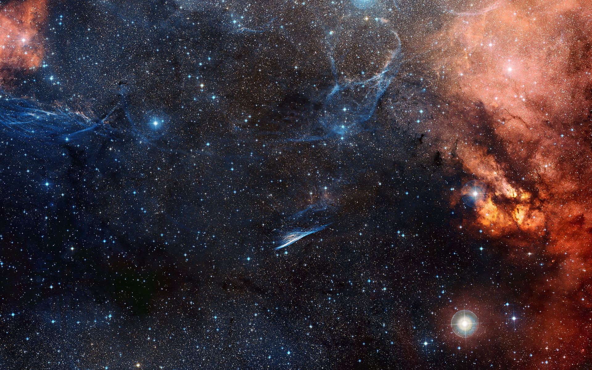 1920x1200 Wide Field View Of The Sky Around The Pencil Nebula Space Wallpaper