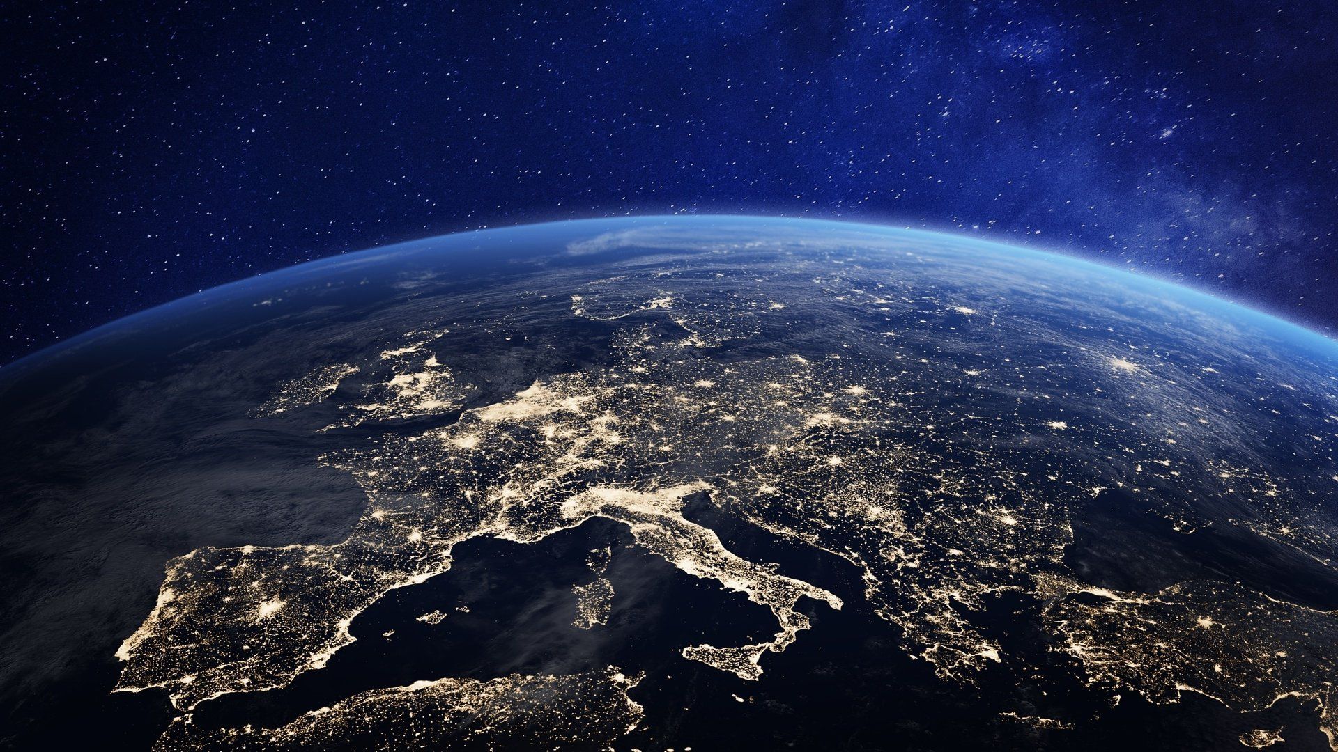 1920x1080 Europe Illuminated: Stunning HD Earth View from Space