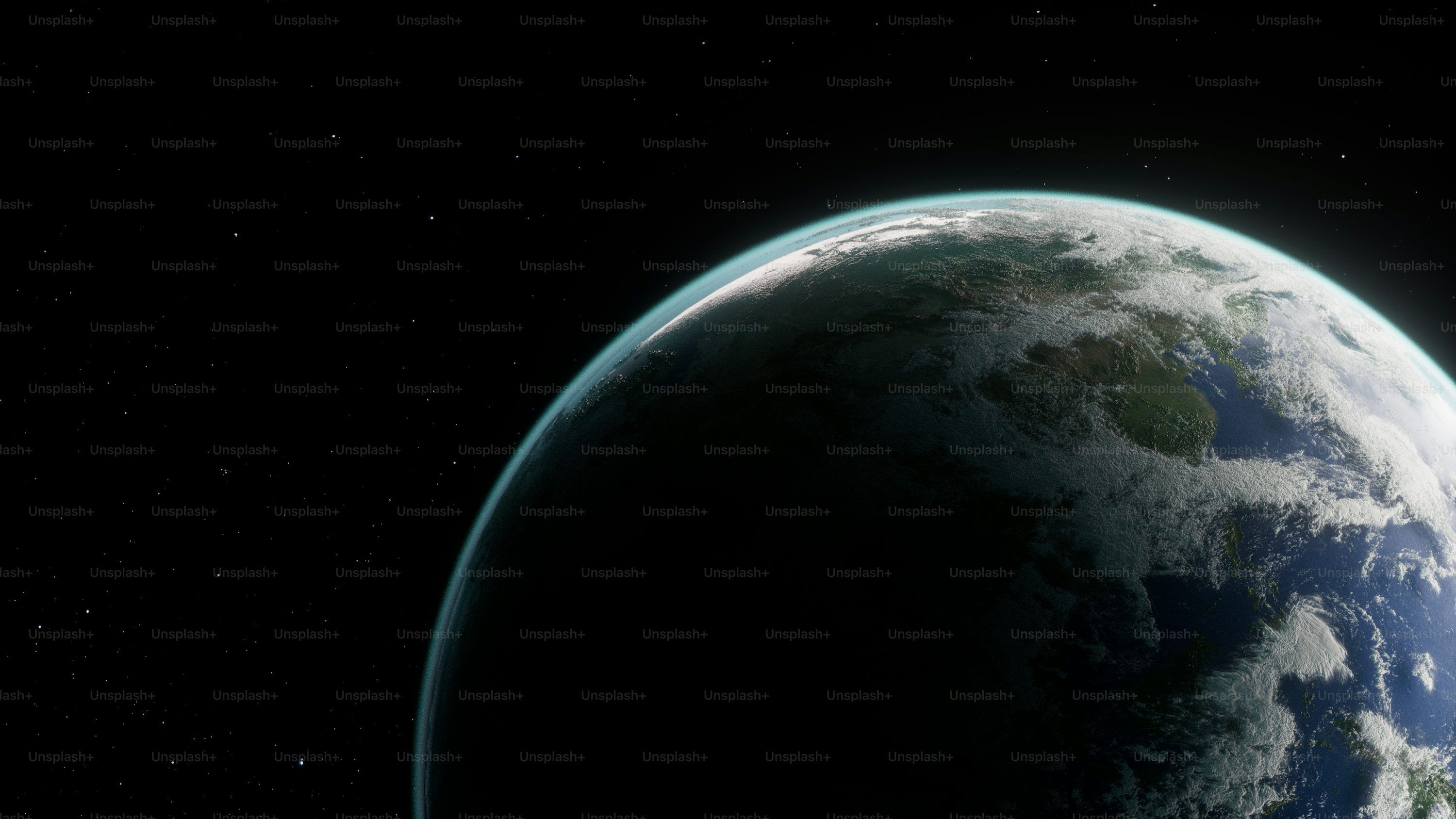 3000x1688 A view of the earth from space with stars in the background photo