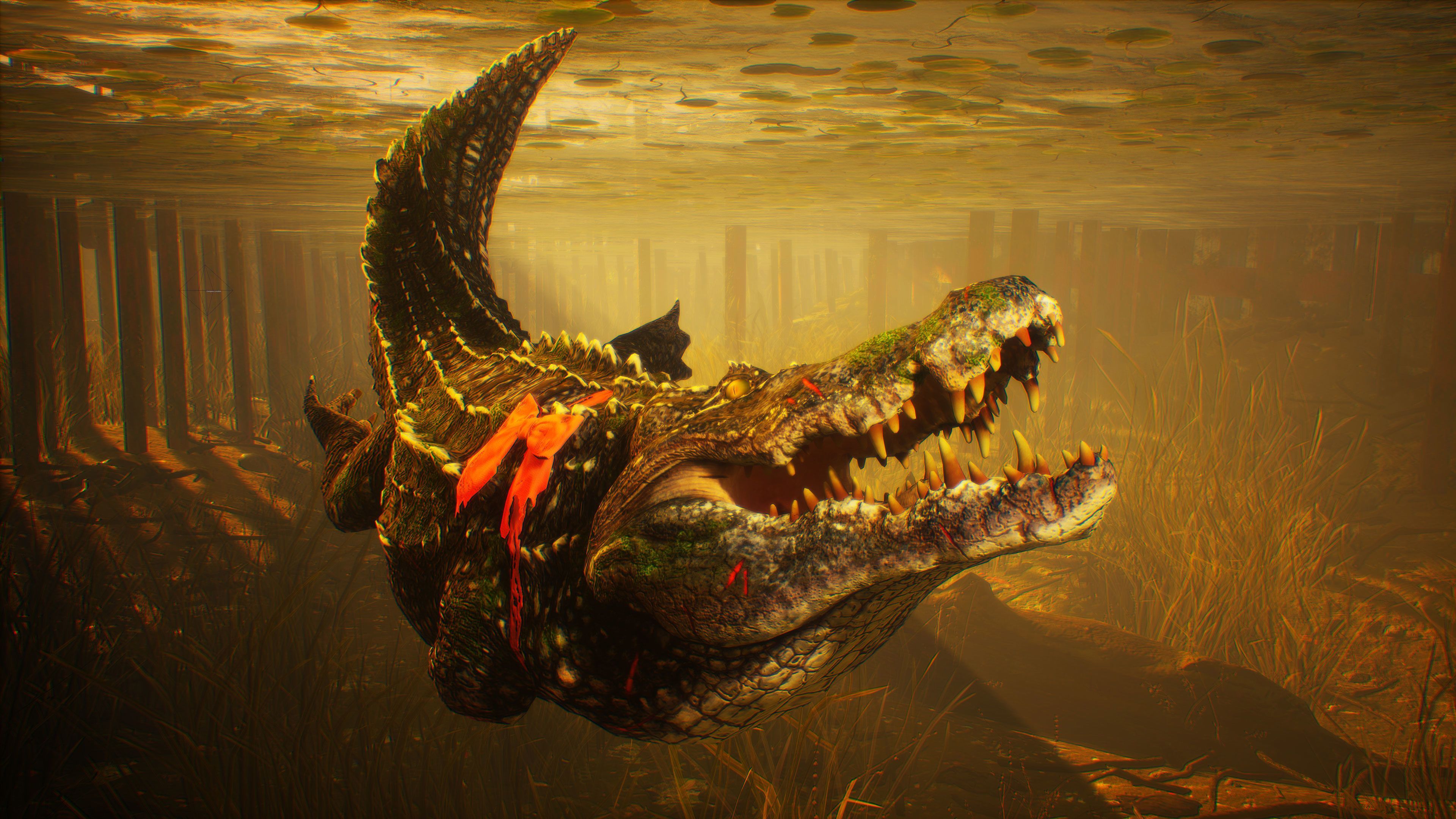 3840x2160 Maneater Crocodile Deep Sea 4K Wallpaper