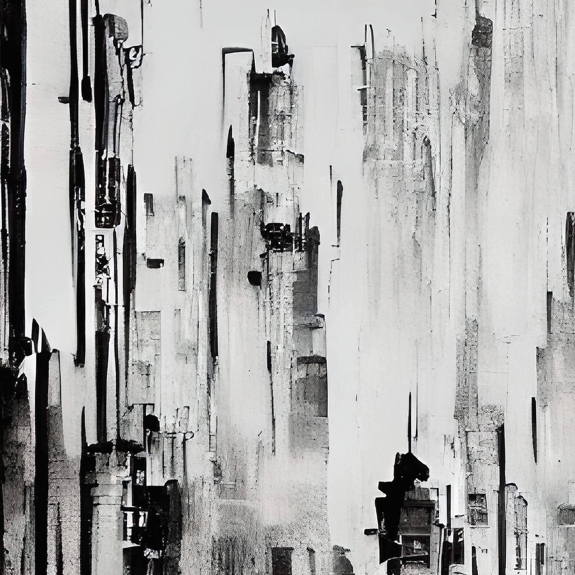 2000x2000 Black and White Wallpaper. Cyber Punk Cityscape. Minimalist Abstract Urban City, Building Architect. Peel and Stick Wallpaper. Office Wallpaper. Game Room Wallpaper. (9ft Tall X 8ft Wide)