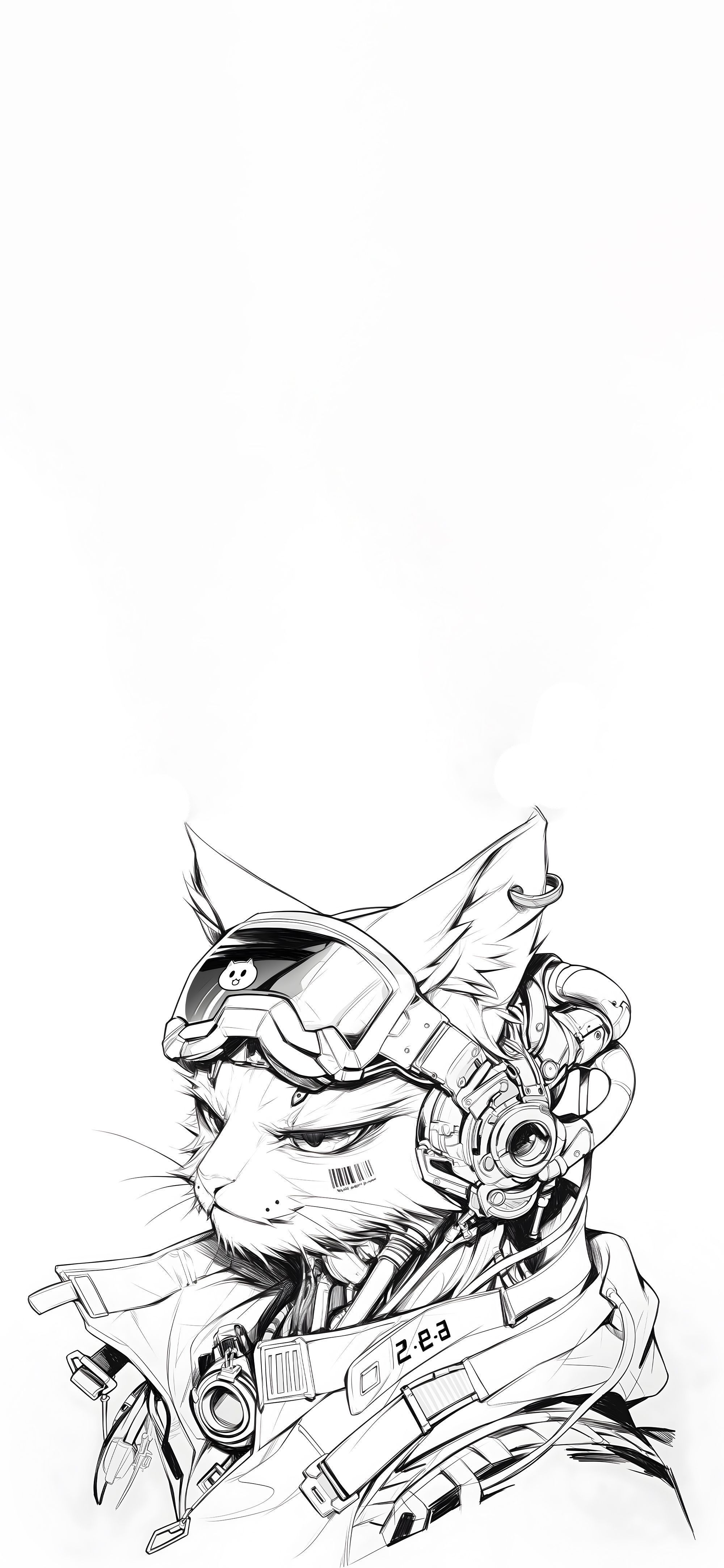 2000x4329 Cyber Cat Techno Line Wallpaper Futuristic Wallpaper