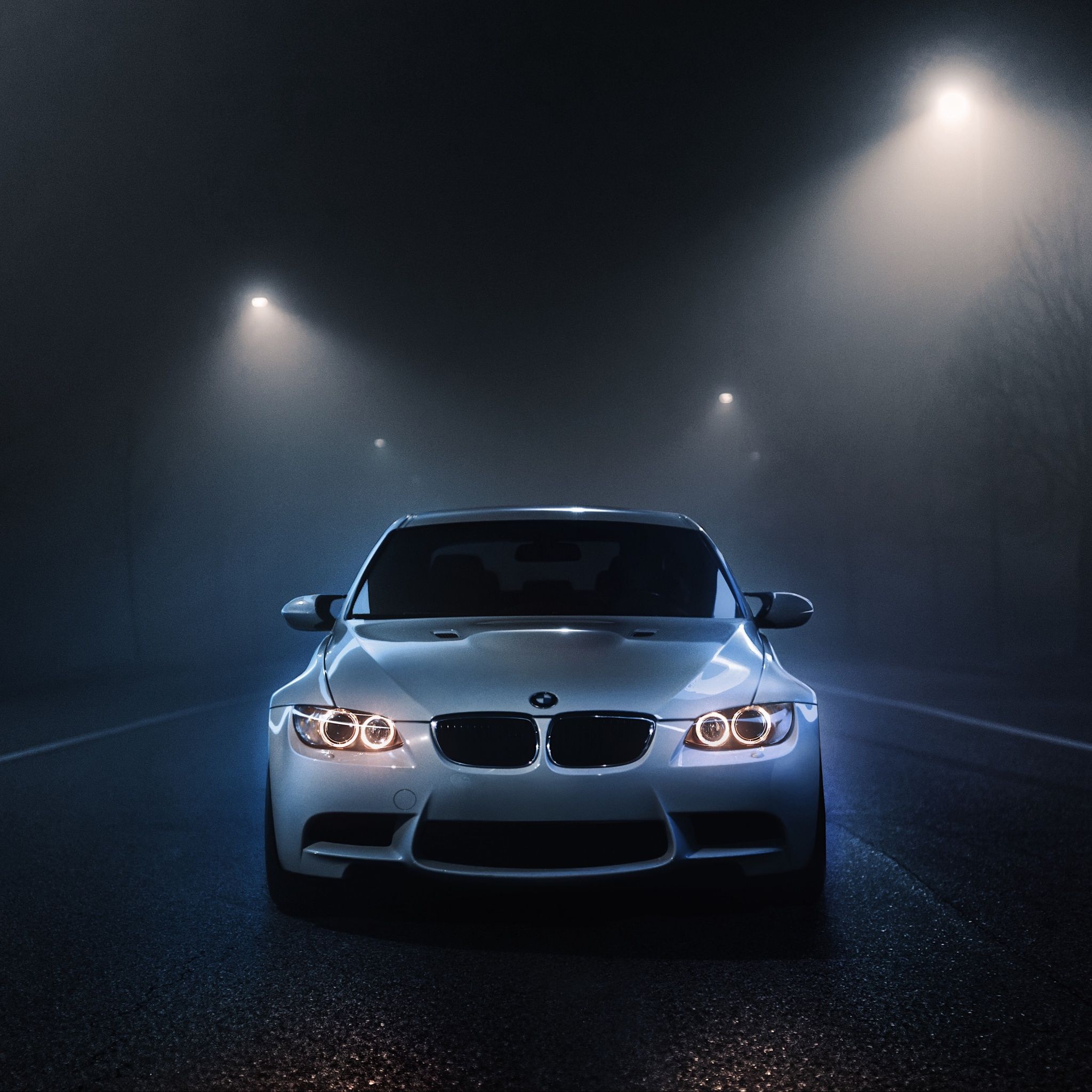2048x2048 BMW M3 Wallpaper 4K, White cars, Dark background