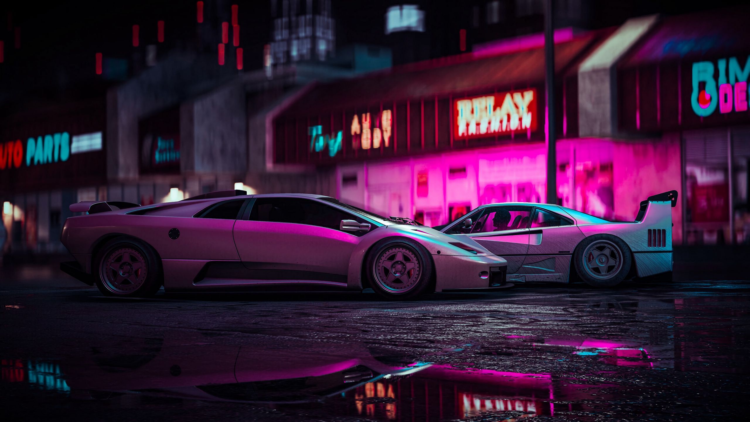 2560x1440 Wallpaper Car, Sports Car, Neon, Backlight, Street Car Wallpaper 4k Wallpaper & Background Download