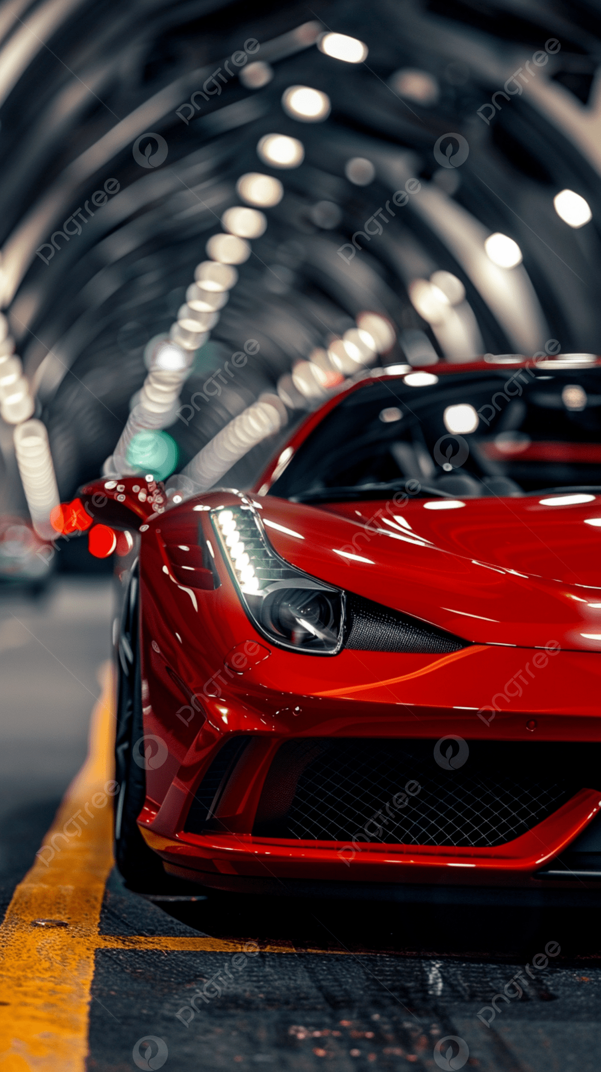 1200x2141 A Red Sports Car In The Middle Of Road Background Wallpaper Image For Free Download
