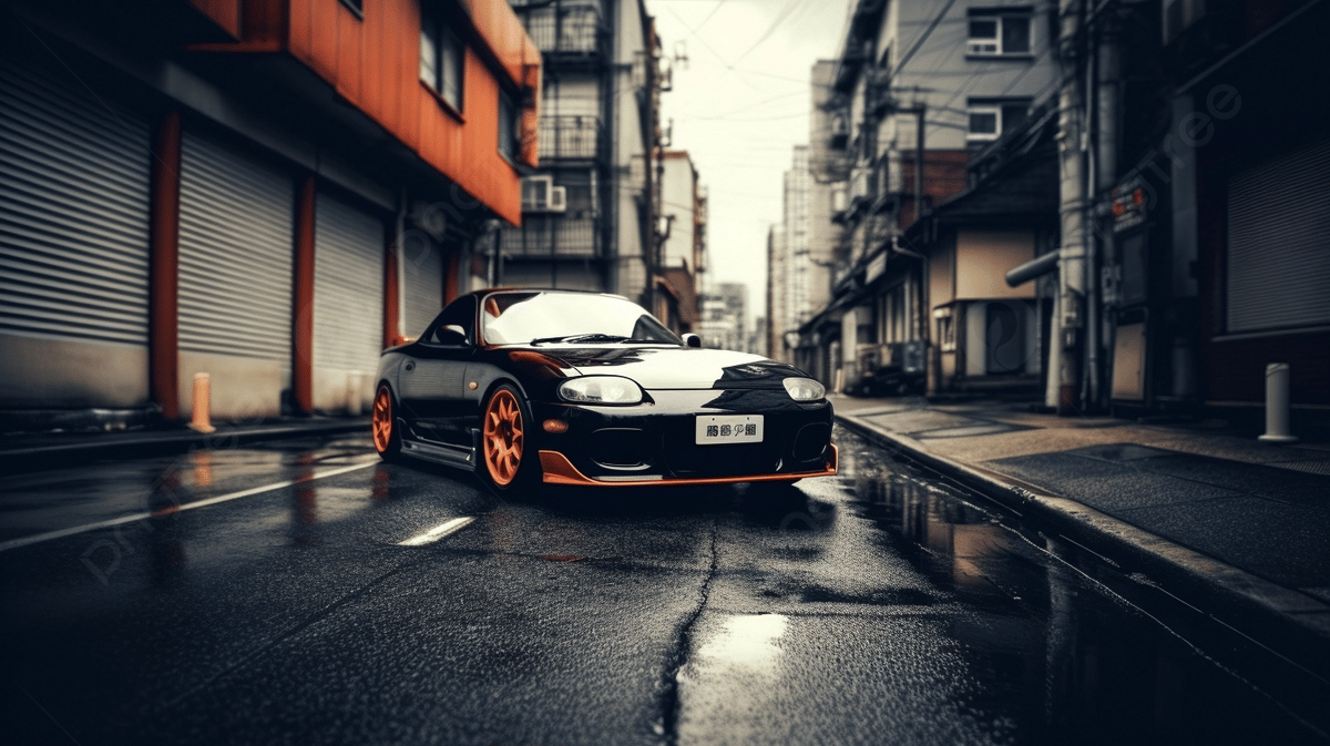 1200x673 Sport Car Wallpaper On A Rainy Street Photo And Picture For Free Download