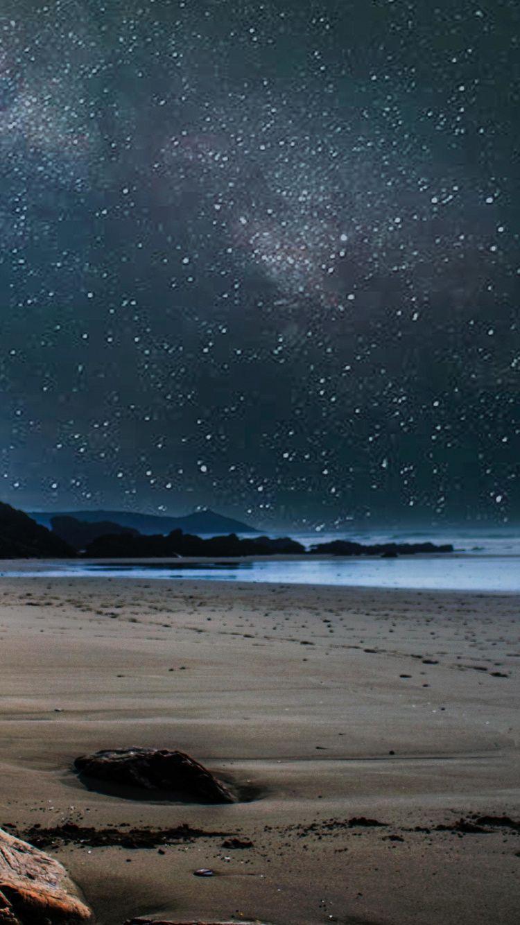 750x1334 Download 750x1334 wallpaper beach, starry night, sky, nature