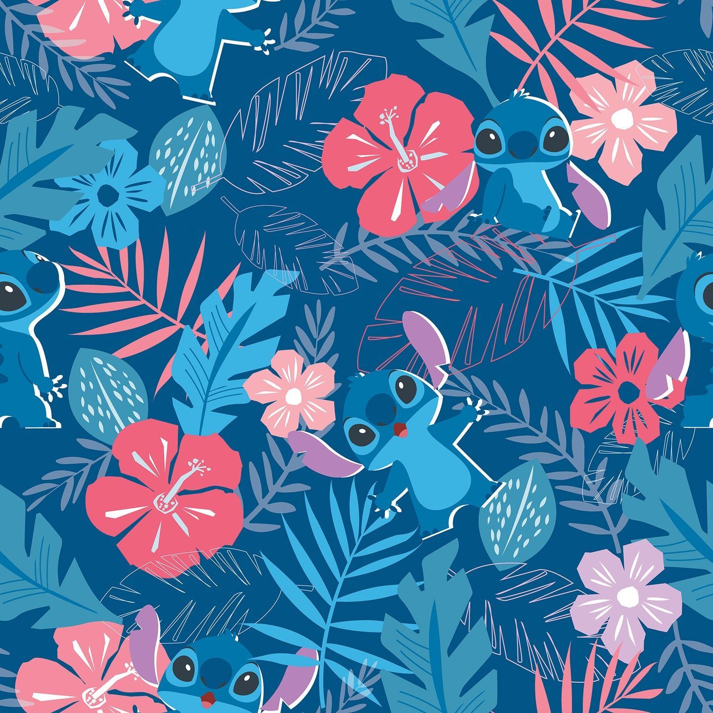 1445x1445 York Wallcoverings RoomMates Disney Stitch Tropical Flowers Blue Peel and Stick Wallpaper Kids Botanical Blues Wallpaper