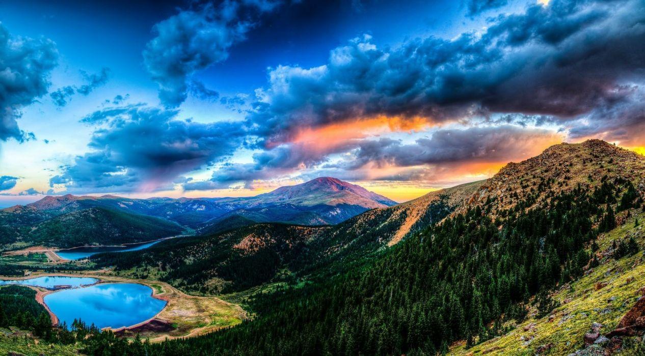 1266x700 Sunset Mountain Lake Wallpaperx1132