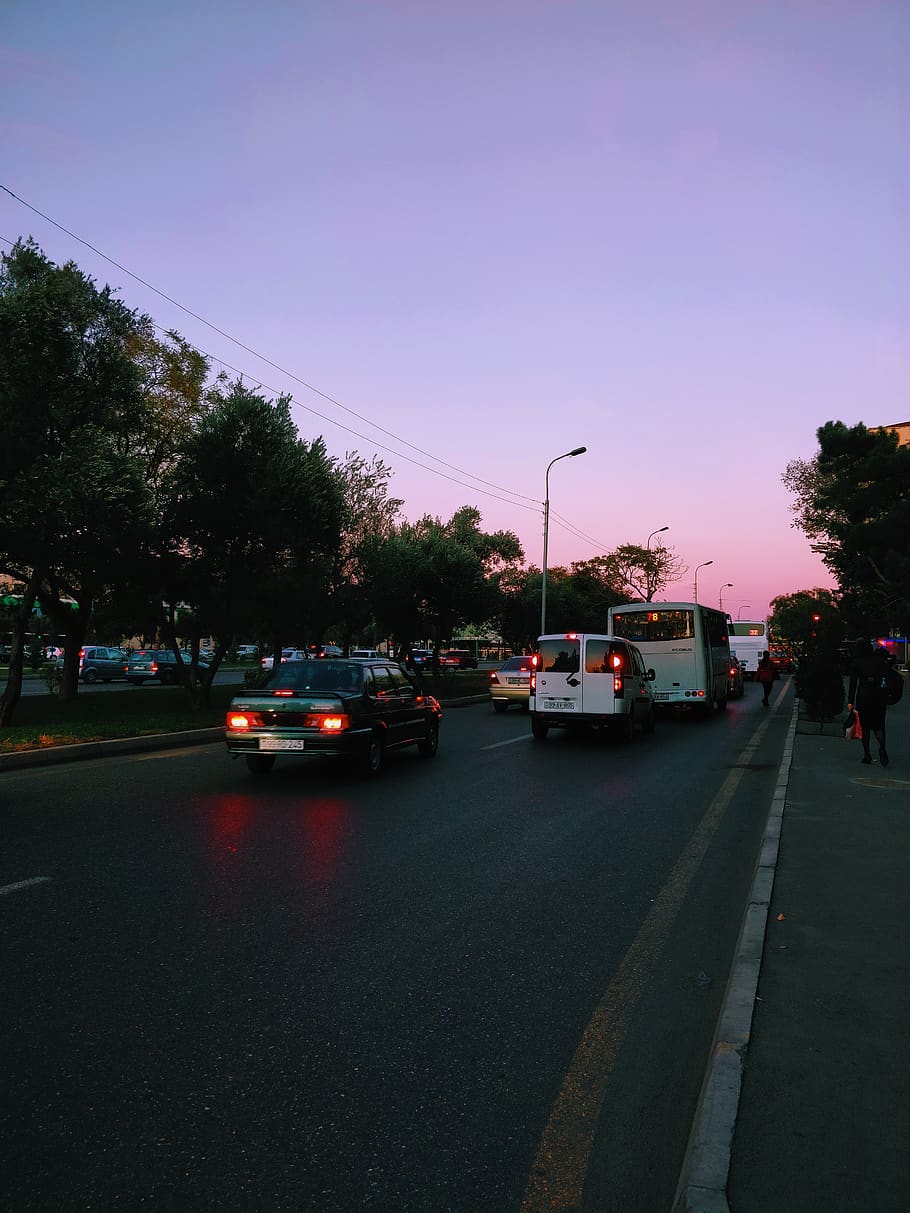 910x1213 HD wallpaper: aesthetic, pink, sunset, city, urban, cityscape, baku, azerbaijan