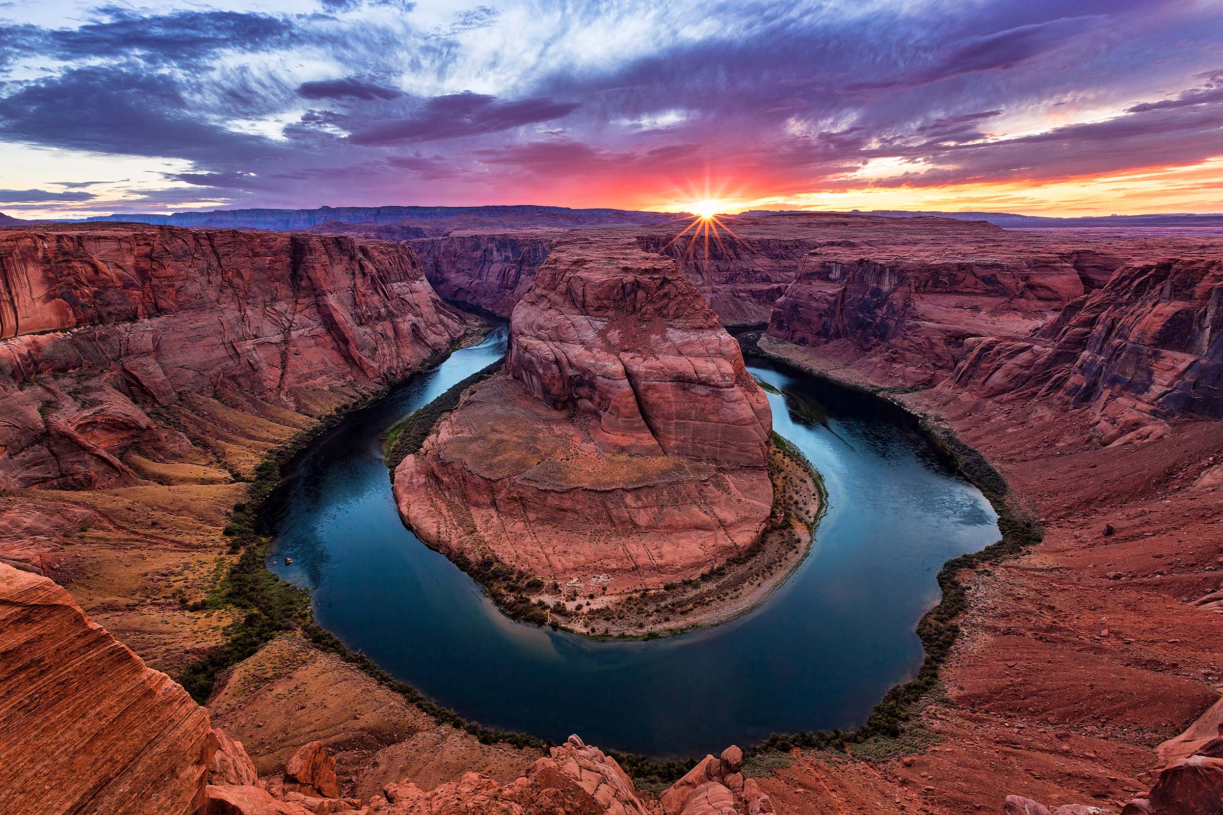 2400x1600 Free Horse Shoe Bend Sunset Desktop Background To Download!