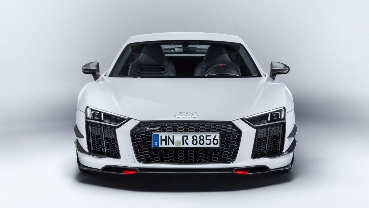 1280x720 Wallpaper Audi R8 V White, 4K, Automotive / Cars