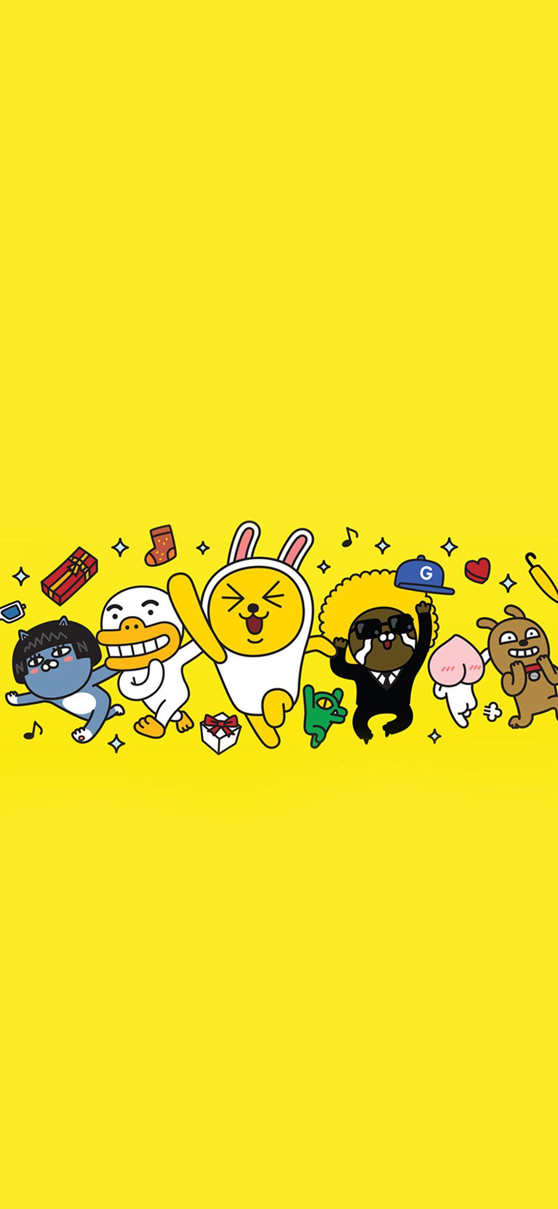 1125x2436 Kakao Yellow Friends Anime Art Illustration Wallpaper