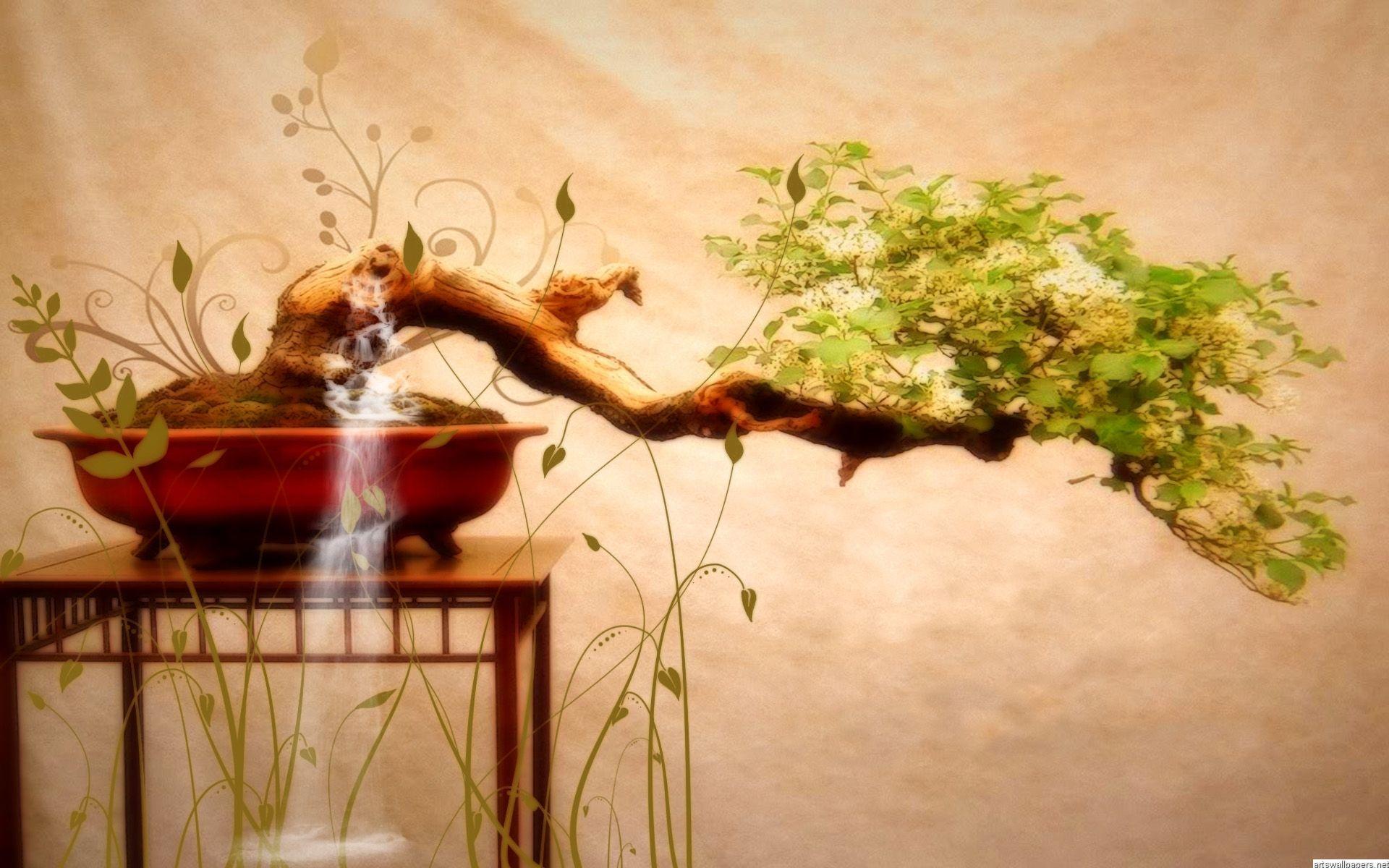 1920x1200 Japanese Painting Wallpaper. Japanese Bonsai Tree Art