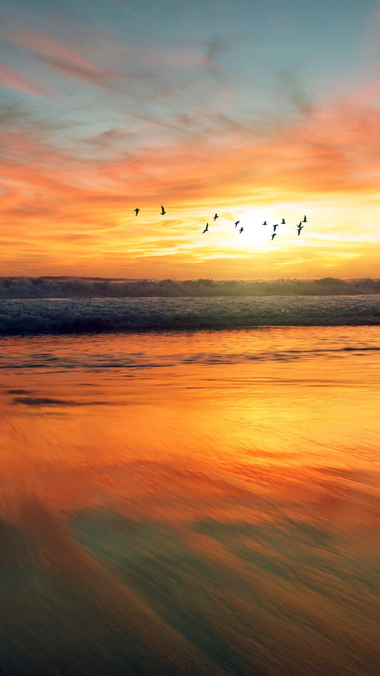 1242x2208 iPhone wallpaper. sunset sea nature