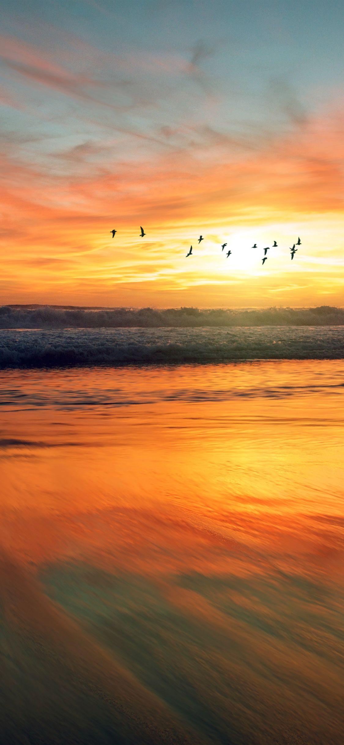 1125x2436 iPhone wallpaper. sunset sea nature