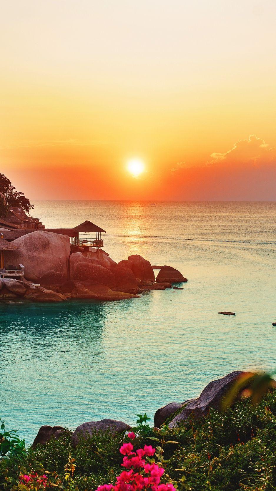 938x1668 Download wallpaper 938x1668 ocean, horizon, sunset, beach