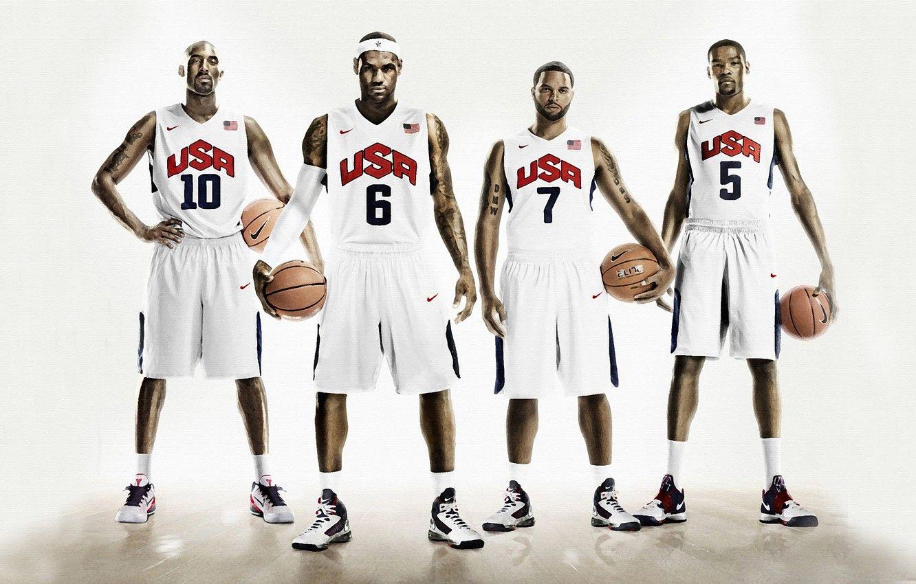 1332x850 Wallpaper Sport, Basketball, USA, Nike, LeBron James, Kobe Bryant, Four, Kevin Durant, Deron Williams image for desktop, section спорт