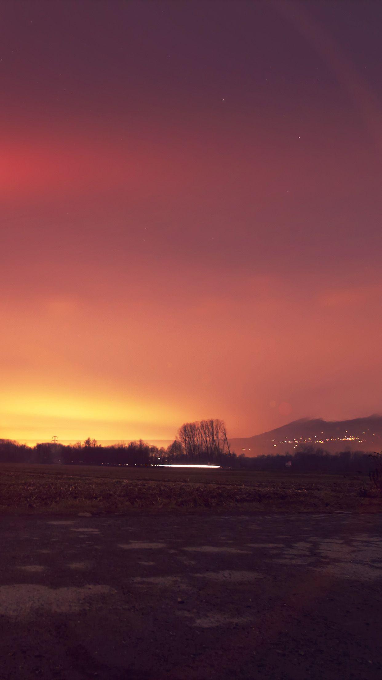 1242x2208 Dawn Nature Sky Sunset Mountain Red Dark Flre Flare Wallpaper