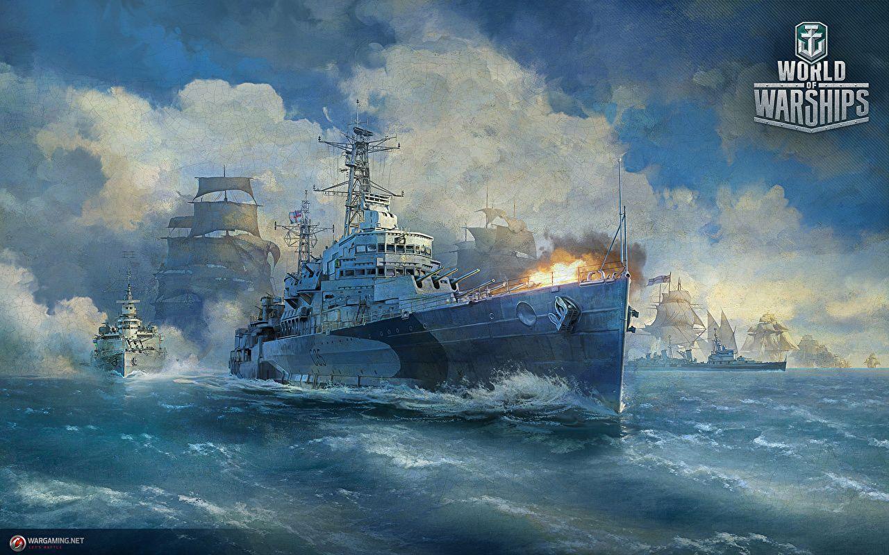 1280x800 Wallpaper World Of Warship Firing British Cruiser HMS Belfast ship