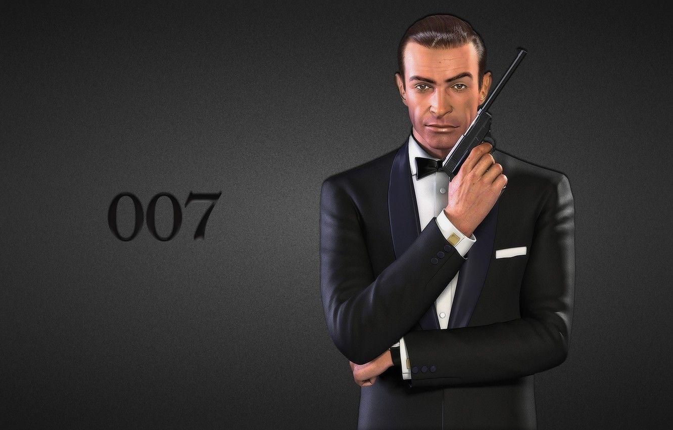 1332x850 Wallpaper gun, the inscription, black background, James Bond, Sean