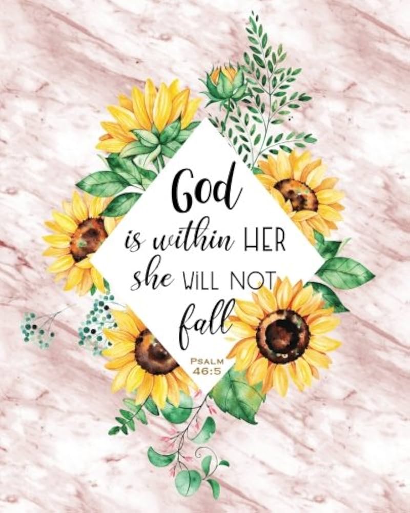 800x1000 Buy God Is Within Her: Bible Quote Psalm Rose Marble Sunflower Blank Bullet Journal, 160 Dot Grid Pages, 8 X 10 Blank Bullet Journal Notebook With 1 4 Inch Dotted Paper, Perfect Bound