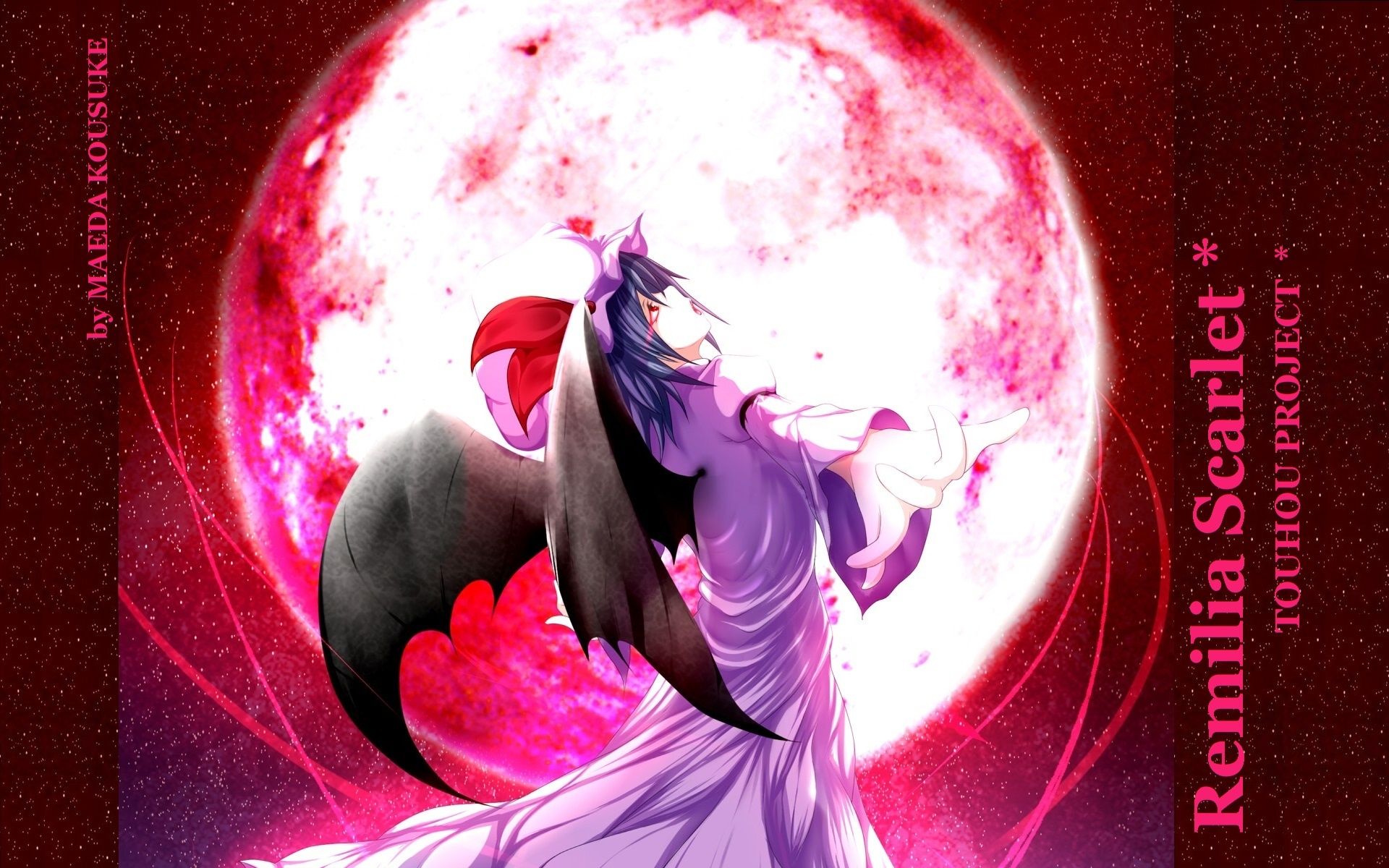 1920x1200 Wallpaper the full moon, hunger, bloody tears, vampire, Touhou Project, Remilia Scarlet, blood Moon, Project East for mobile and desktop, section игры, resolution 1920x1200