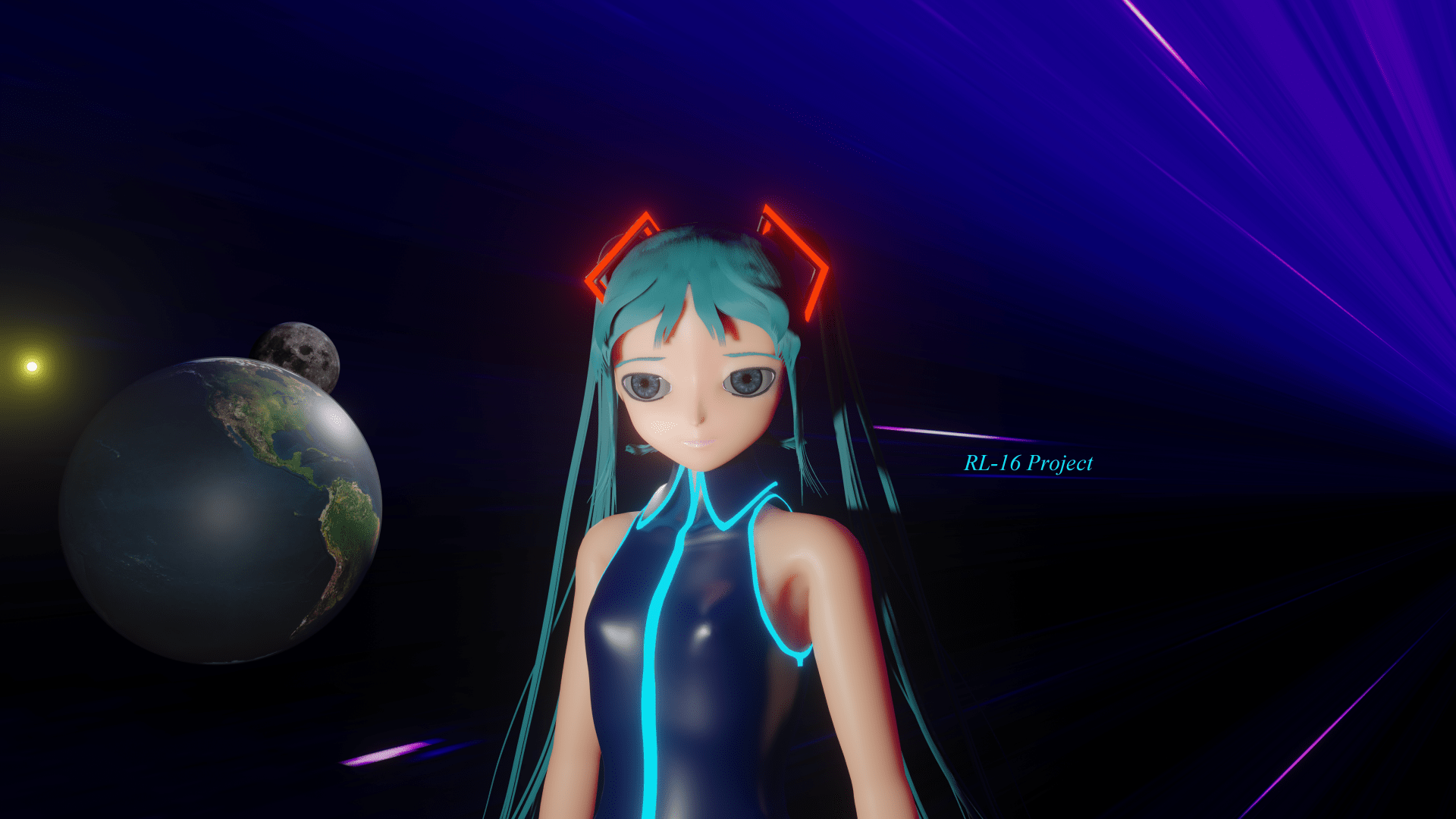 1920x1080 Hatsune Miku Blender Blue Moon 2 By RL 16 Project