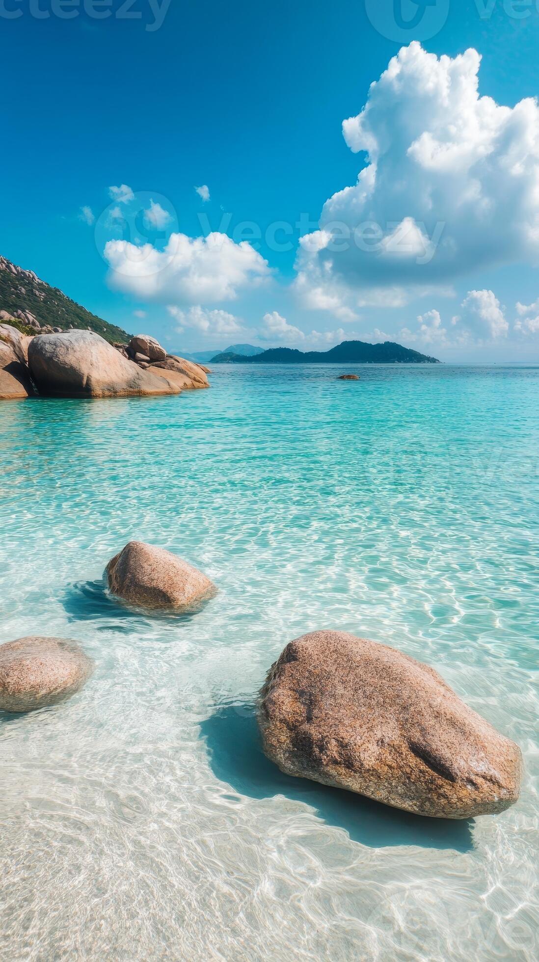 1098x1960 Crystal Clear Turquoise Waters and Sunny Beach Paradise