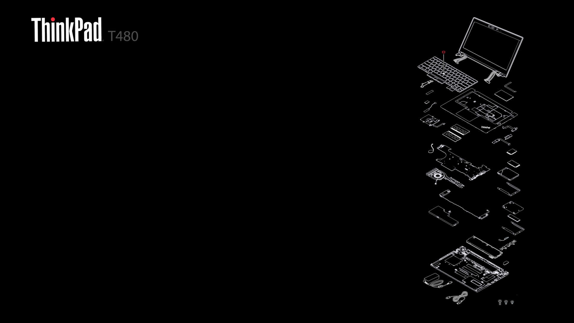 1920x1080 Download Think Pad T480 Exploded View Wallpaper