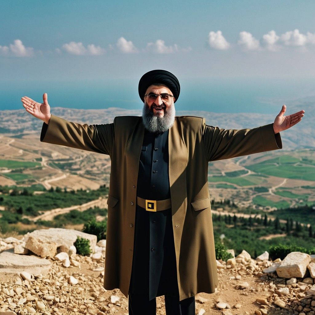 1024x1024 V Victorious Hezbollah Leader In South Lebanon. Stable Diffusion Online