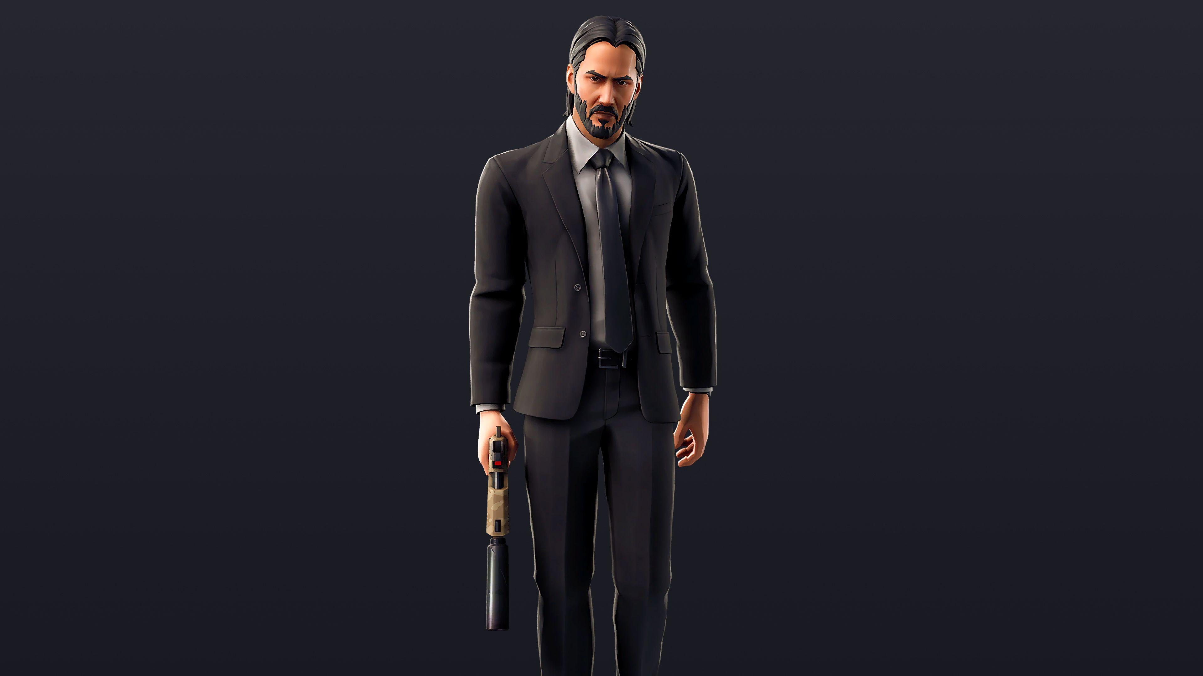 3840x2160 Fortnite John Wick Skin Outfit 4K Wallpaper