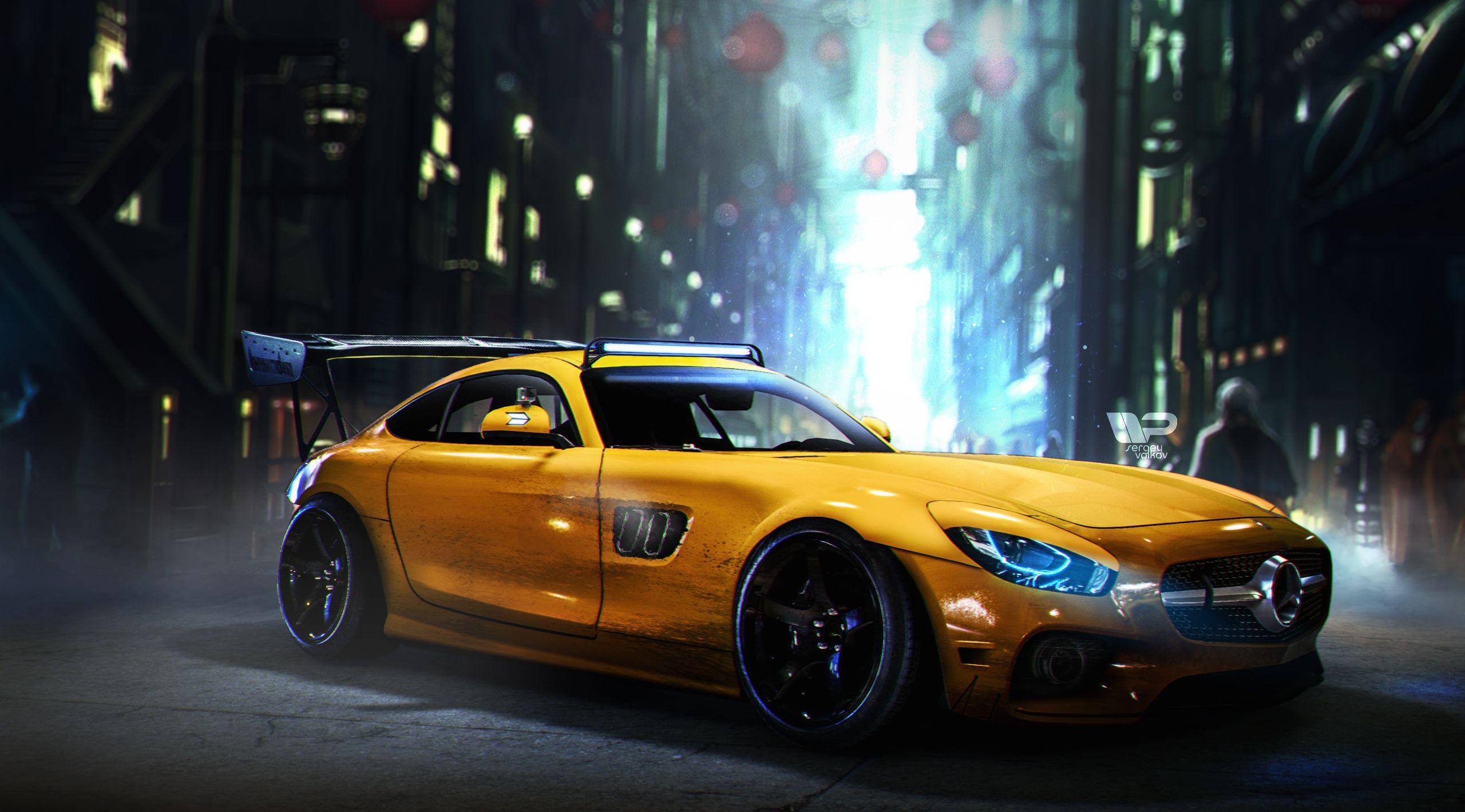 2560x1419 #Artwork, #Mercedes AMG GT S. Cars And Bikes Wallpaper