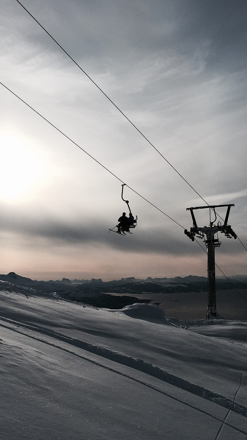 800x1422 Skiing, elevator, mountains, norway, snow, winter, HD phone wallpaper