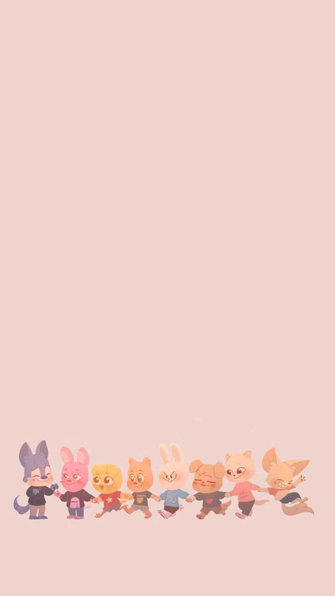 675x1200 Download Skzoo Characters Lineup Pink Background Wallpaper