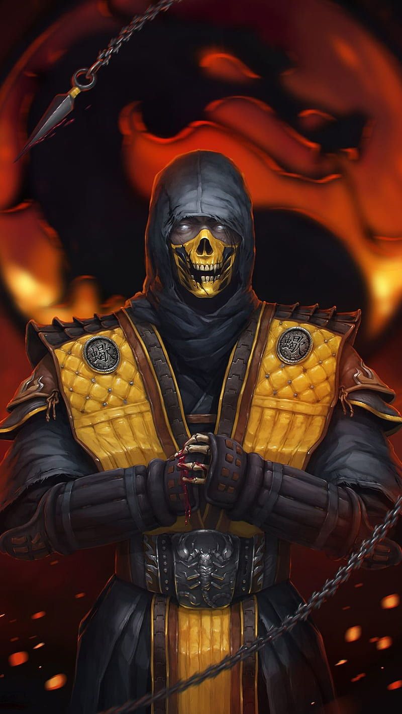 800x1422 Mortal combat, dragon, game, god, heroes, skull, super, guerra, warrior, HD phone wallpaper