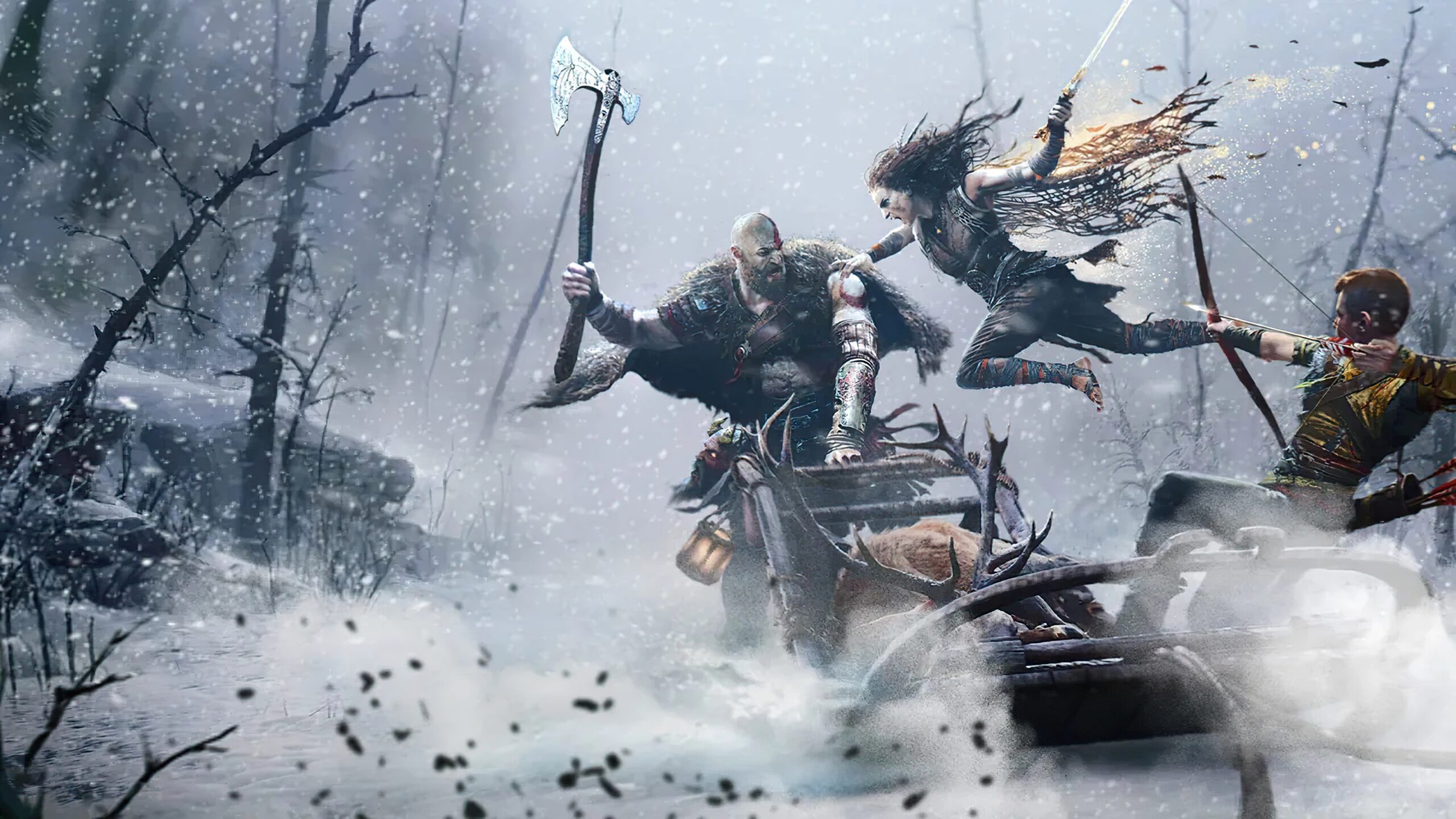 2560x1440 God of War Ragnarök Combat Includes New Elemental Moves, Shields and More