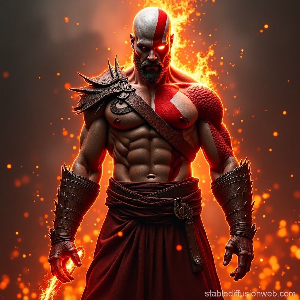 1024x1024 God of War Kratos Combat Scene. Stable Diffusion Online