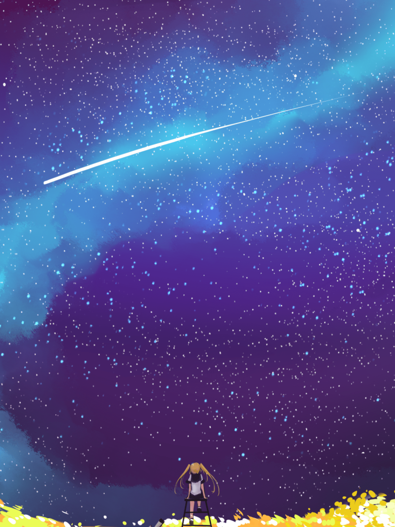 1536x2048 Download 1536x2048 Anime Girl, Space, Stars, Galaxy, Falling Stars