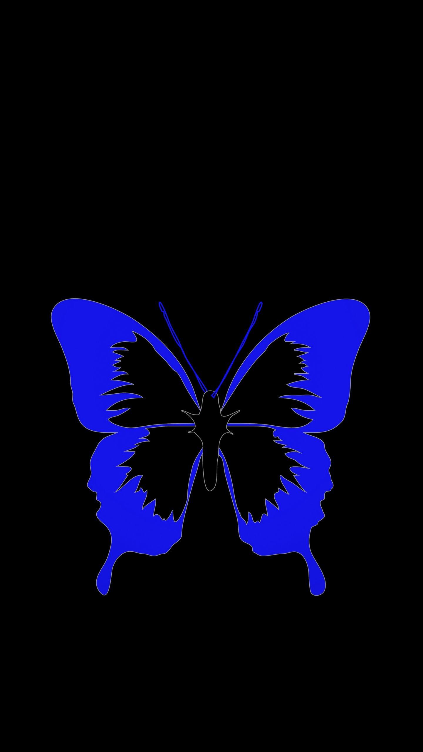 1440x2560 Download wallpaper 1440x2560 butterfly, minimalism, black, blue