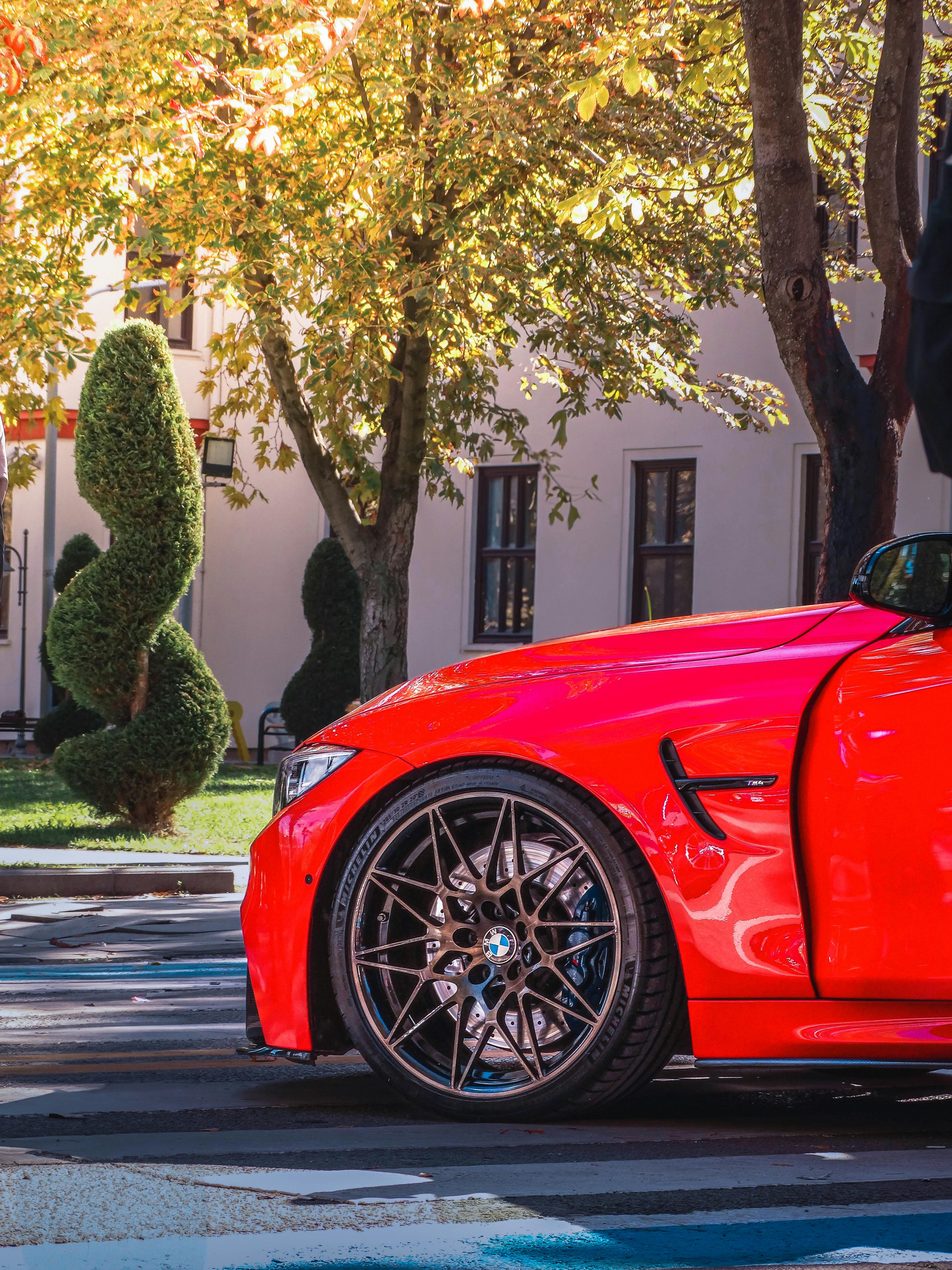 3888x5184 Vibrant Red BMW M4 in Ankara Autumn Setting · Free