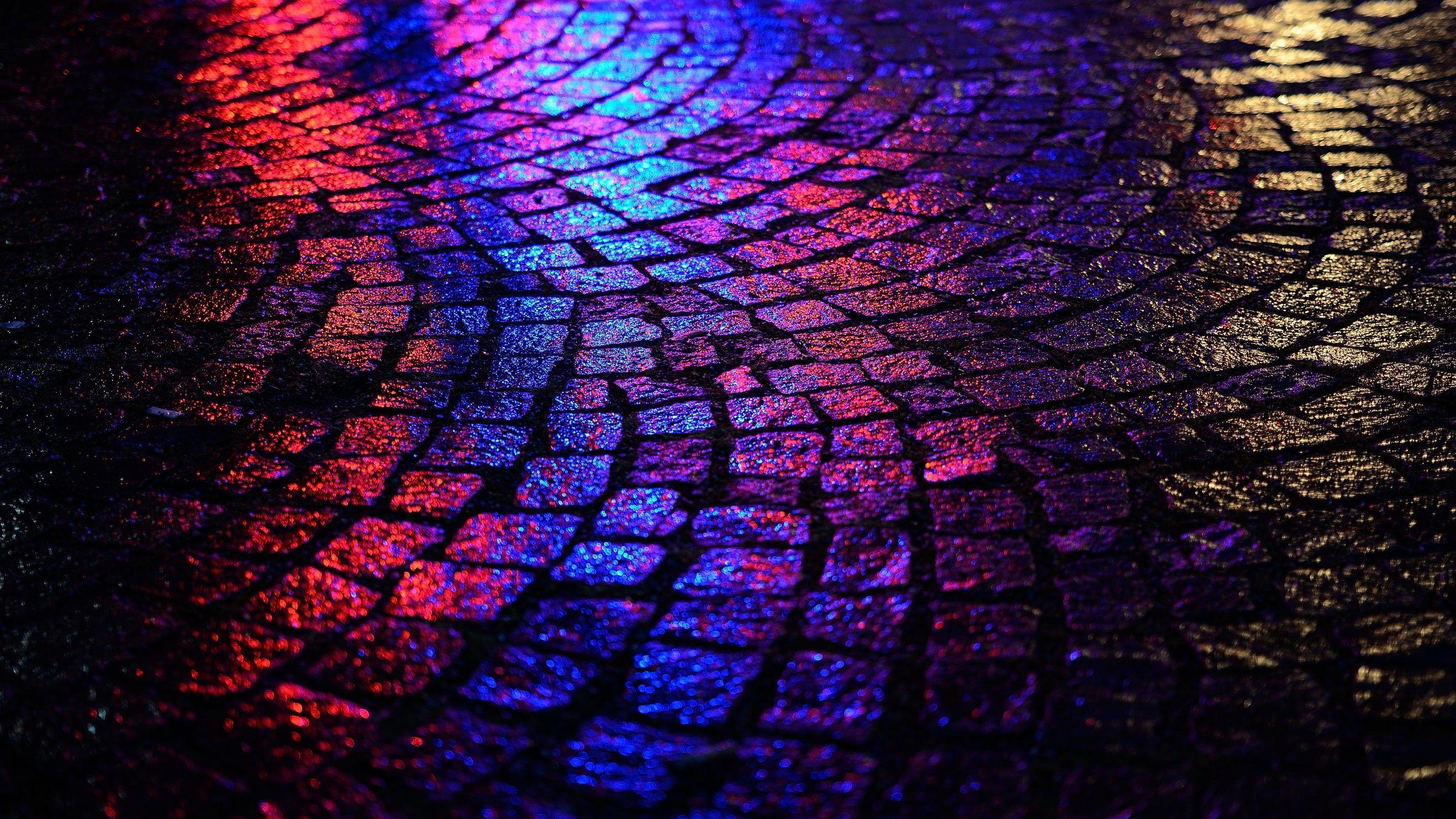 2845x1600 #road, #yellow, #blue, #pavements, #black, #red, #purple