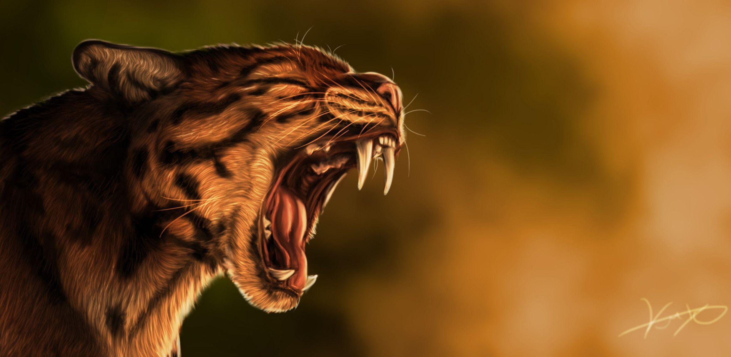 2333x1141 Wild Cat Wallpaper